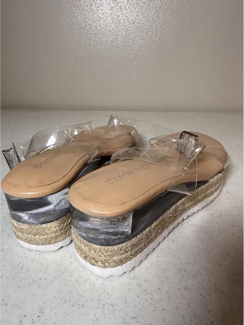 Women's Clear Strap Platform Sandals Size 7
